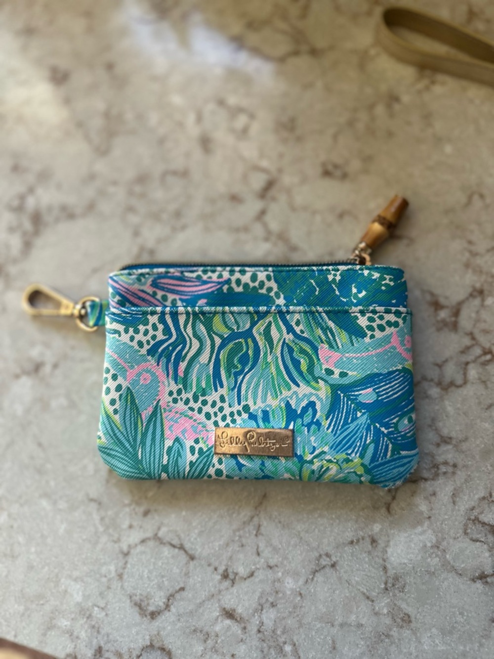 Lilly Pulitzer Blue, Teal & Pink Tropical Zip Pouch